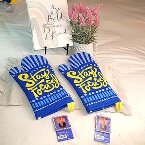 Tabitha Brown Stay Focused Mittens Blue and Yellow trendy
